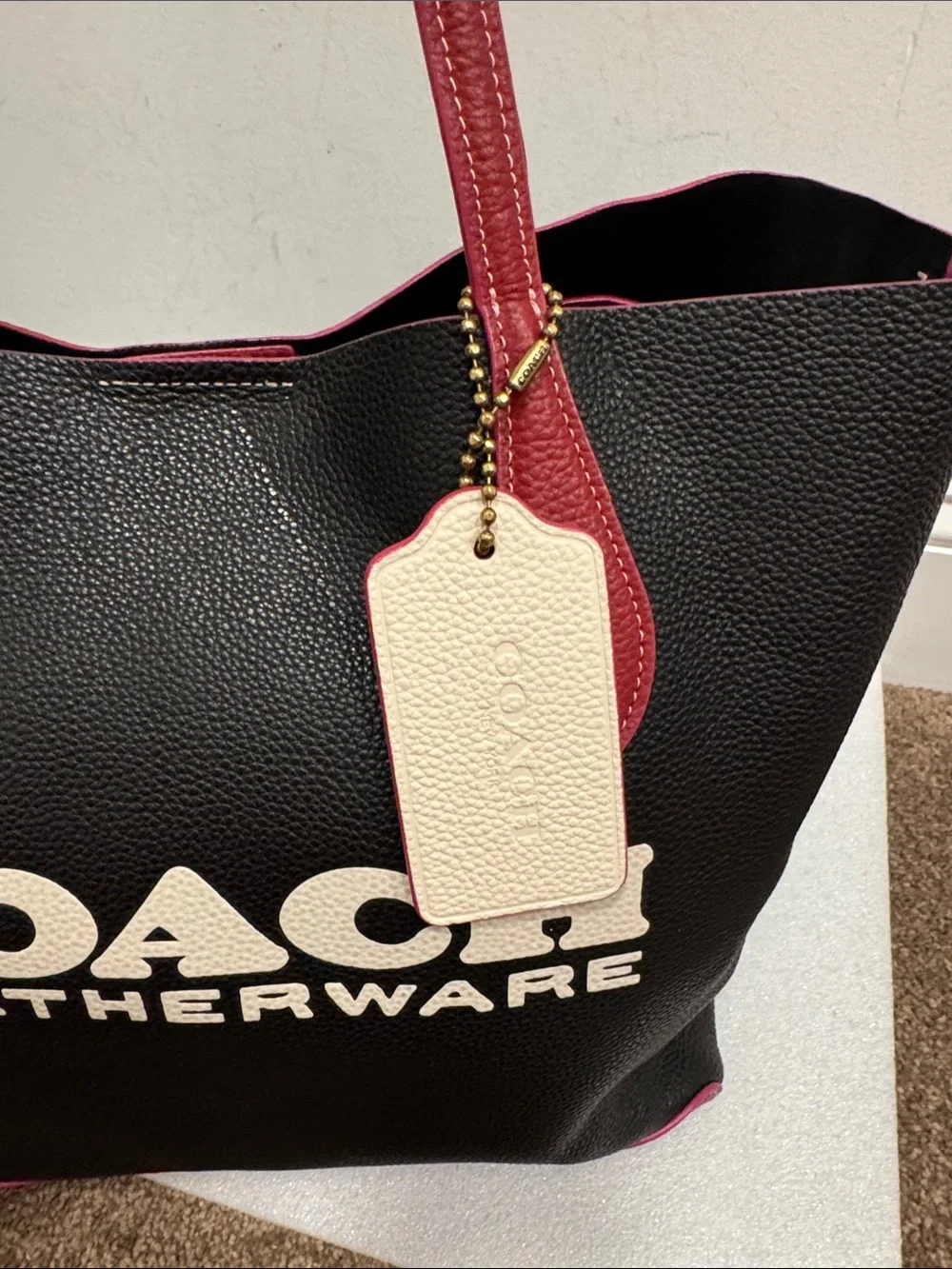 Coach Kia colorblock leather tote bag purse with hangtag